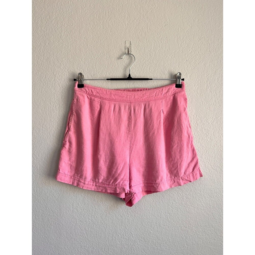 Madewell Solid Linen Blend Pleated Shorts in Retro Pink Size MEDIUM